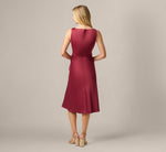 Satin Cowl Neck Draped Midi Dress In Crimson Haze 5