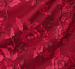 Short Sleeve Rose Floral Embroidered Sheath Dress In Burgundy Pink 7