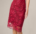 Short Sleeve Rose Floral Embroidered Sheath Dress In Burgundy Pink 4