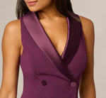 Satin Lapel Stretch Tuxedo Mini Dress In Pinot Noir 3