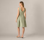 Dupioni Tie Front Fit And Flare Dress In Sage 6