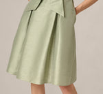 Dupioni Tie Front Fit And Flare Dress In Sage 4
