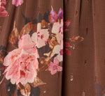 Flutter Sleeve Floral Metallic Chiffon Midi Dress In Brown Multi 6