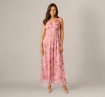 Floral Print Mesh Smocked Maxi Dress In Blush Multi 2