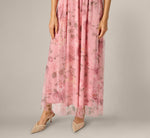 Floral Print Mesh Smocked Maxi Dress In Blush Multi 3