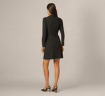 Long Sleeve Beaded Short Blazer Wrap Dress In Black 5