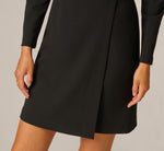 Long Sleeve Beaded Short Blazer Wrap Dress In Black 4