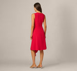 Asymmetrical Brooch Draped Midi Dress In Red 5
