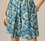 Short Sleeve Printed Cotton Sophia Dress In Navy Sage 4