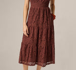 Short Sleeve Lace Tiered Sophia Dress In Chocolate 4