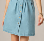Short Sleeve Cotton Chambray Emma Dress In Chambray Blue 5