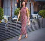 Dot Print Mia Maxi Dress In Brown Ecru 1