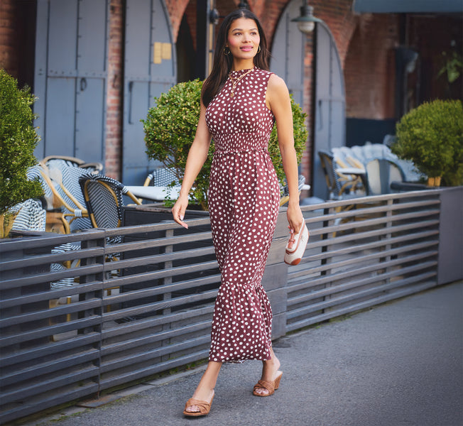 Brown Dot Print Mia Maxi Dress - Adrianna Papell