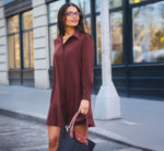 Long Sleeve Flounce Hem Hailey Dress In Chocolate 1