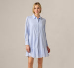 Long Sleeve Embroidered Hem Hailey Dress In Blue White 3