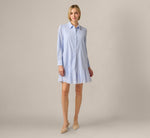 Long Sleeve Embroidered Hem Hailey Dress In Blue White 8