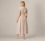 Gingham Cotton Everyday Midi Dress In Beige Ivory 6