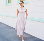 Gingham Cotton Everyday Midi Dress In Beige Ivory 1
