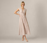 Gingham Cotton Everyday Midi Dress In Beige Ivory 3
