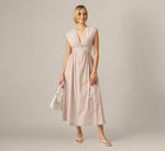 Gingham Cotton Everyday Midi Dress In Beige Ivory 2