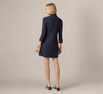 Three Quarter Sleeve Ponte Everyday Shift Dress In Midnight 6