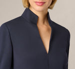 Three Quarter Sleeve Ponte Everyday Shift Dress In Midnight 4