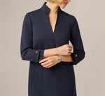 Three Quarter Sleeve Ponte Everyday Shift Dress In Midnight 5