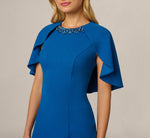 Rhinestone Collar Capelet Sheath Dress In Baltic Wave 3