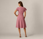 Flutter Sleeve Scarf Neck Midi Dress In Antique Rose 5