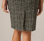 Beaded Collar Stretch Tweed Sheath Dress In Black Ivory 4