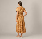 Short Sleeve Sophia Tiered Midi Dress In Cognac Multi 5