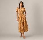 Short Sleeve Sophia Tiered Midi Dress In Cognac Multi 2