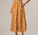 Short Sleeve Sophia Tiered Midi Dress In Cognac Multi 4