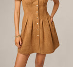 Short Sleeve Microsuede Emma Dress In Camel 4