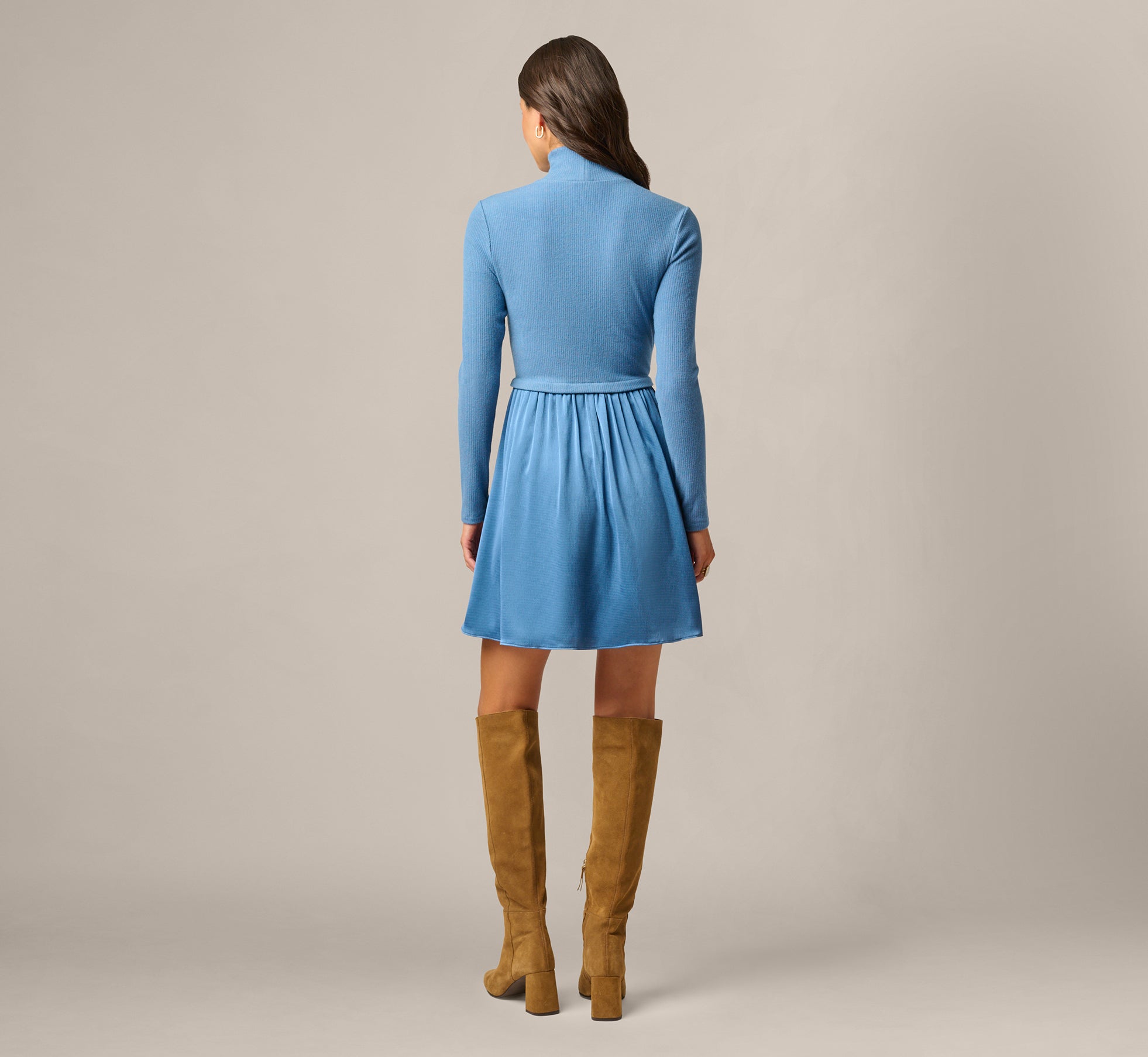 amelia elbow sleeve midi dress Blue Long Sleeve Amelia Short Dress