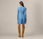 Long Sleeve Amelia Short Dress In Steel Blue 5