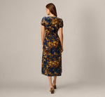 Floral Velvet Sophia Midi Dress In Navy Mustard 5