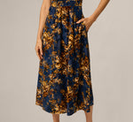 Floral Velvet Sophia Midi Dress In Navy Mustard 4