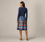 Long Sleeve Twist Waist Midi Amelia Dress In Navy Mustard 5