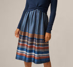 Long Sleeve Twist Waist Midi Amelia Dress In Navy Mustard 4