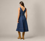 Denim Hitch Hem Everyday Midi Dress In Navy 5