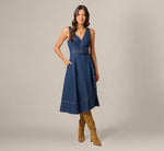 Denim Hitch Hem Everyday Midi Dress In Navy 2