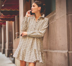 Long Sleeve Tweed Short Hailey Dress In Parchment 1