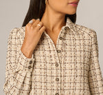 Long Sleeve Tweed Short Hailey Dress In Parchment 3