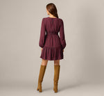 Long Sleeve Geo Printed Short Sophia Dress In Cherry Multi 5
