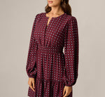 Long Sleeve Geo Printed Short Sophia Dress In Cherry Multi 3