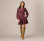 Long Sleeve Geo Printed Short Sophia Dress In Cherry Multi 6