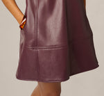 Short Sleeve Faux Leather Everyday Shift Dress In Black Cherry 4