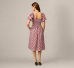 Puff Sleeve Printed Blaire Midi Dress In Blush Brown Multi 5