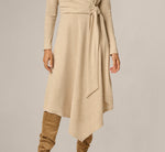 Long Sleeve Asymmetrical Sweater Knit Everyday Dress In Oatmeal Heather 4